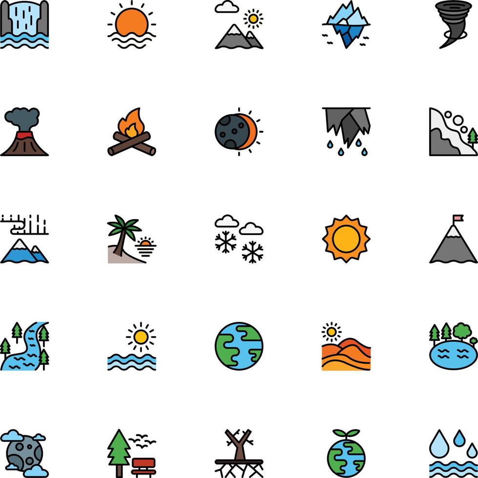 Nature Icons in Filled Line style for any purposes. Perfect for website mobile app presentation vector