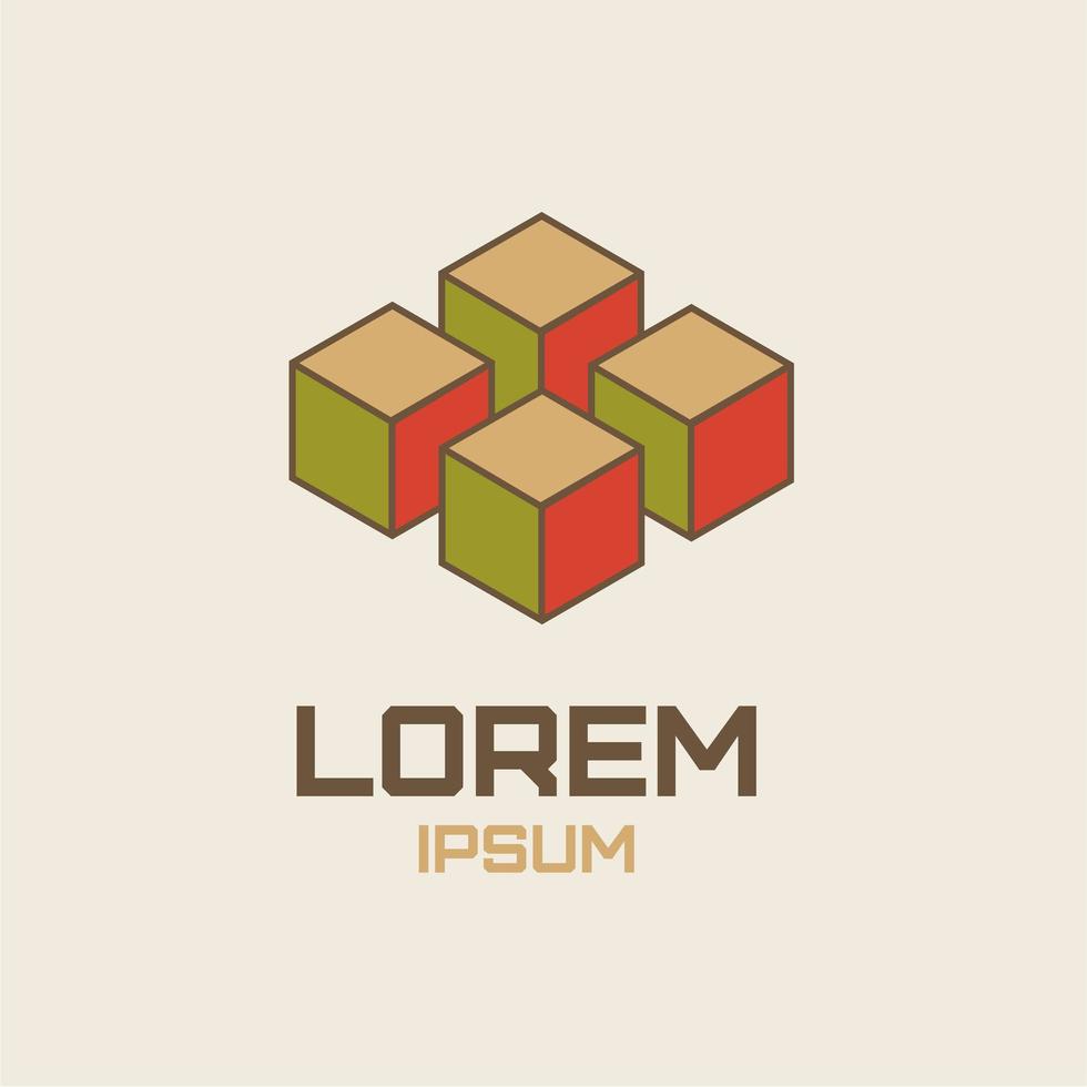 vector retro abstract 4 cubes icon, logo