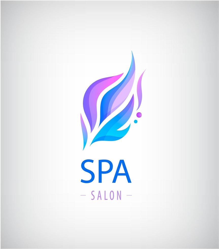 logotipo ondulado abstracto vectorial, salón de spa, icono de la naturaleza aislado. identidad. spa floral orgánico vector