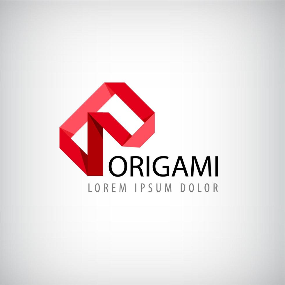 Vector abstract red logo, origamilogo, ribbon