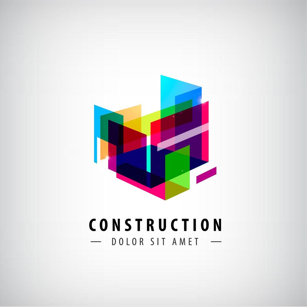 construcción geométrica abstracta vectorial, logotipo de estructura. colorida arquitectura 3d vector