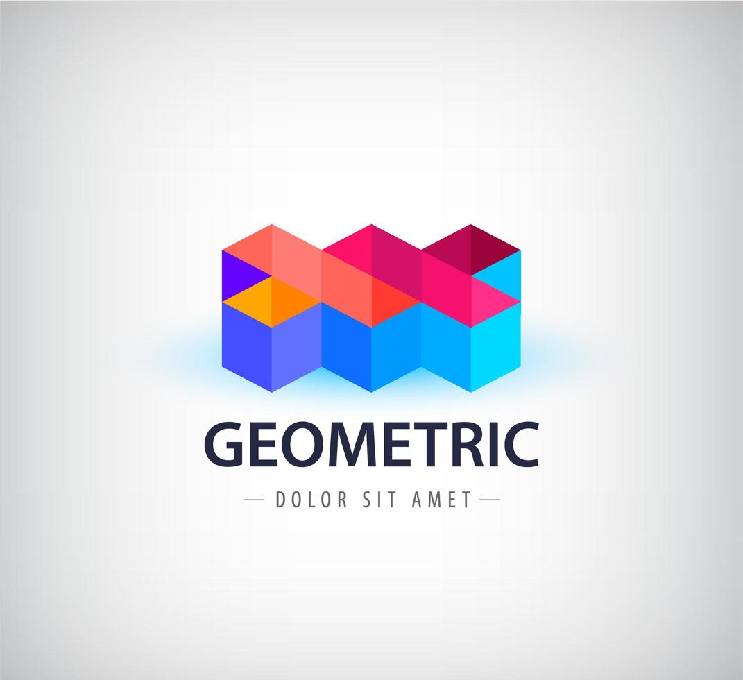 Vector abstract colorful geometric logo, 3d structure, origami