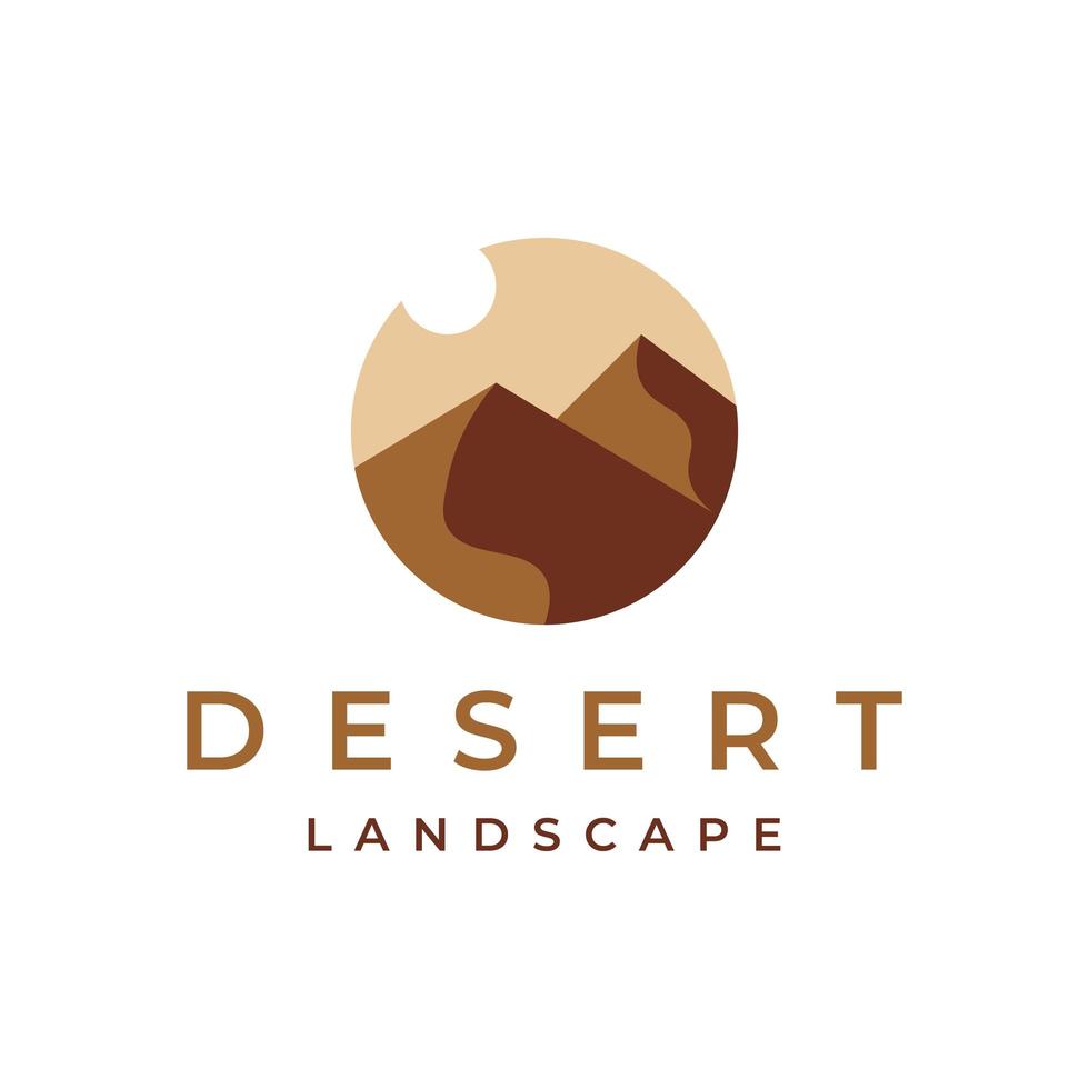 desert sun dunes illustration logo design vector