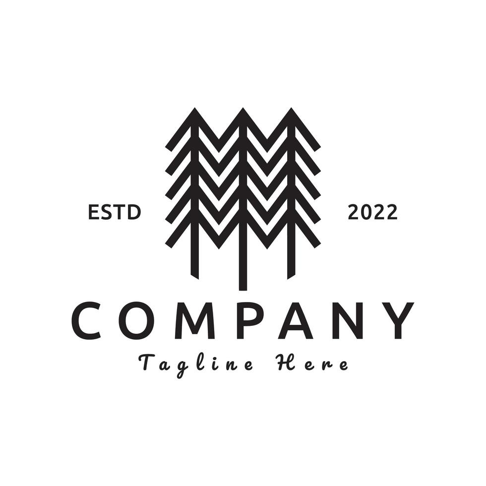 pine tree vintage logo design vector