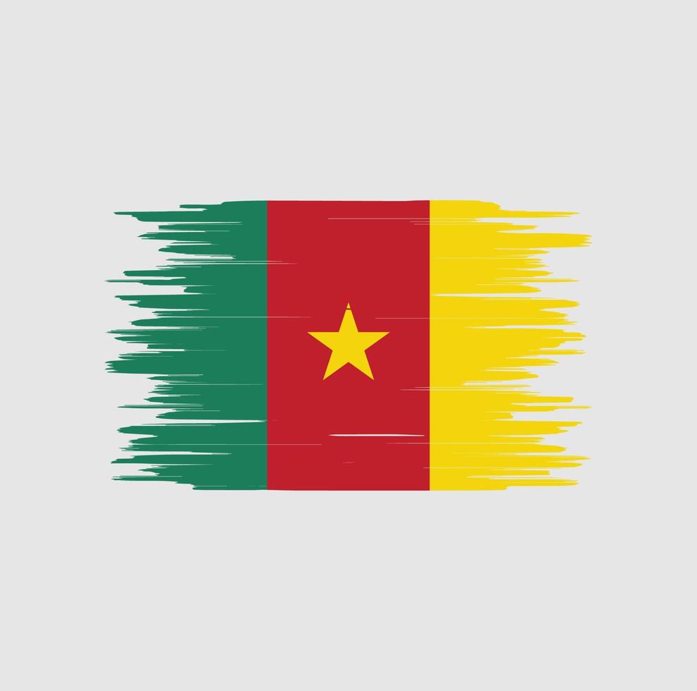 Cameroon flag brush stroke, national flag vector