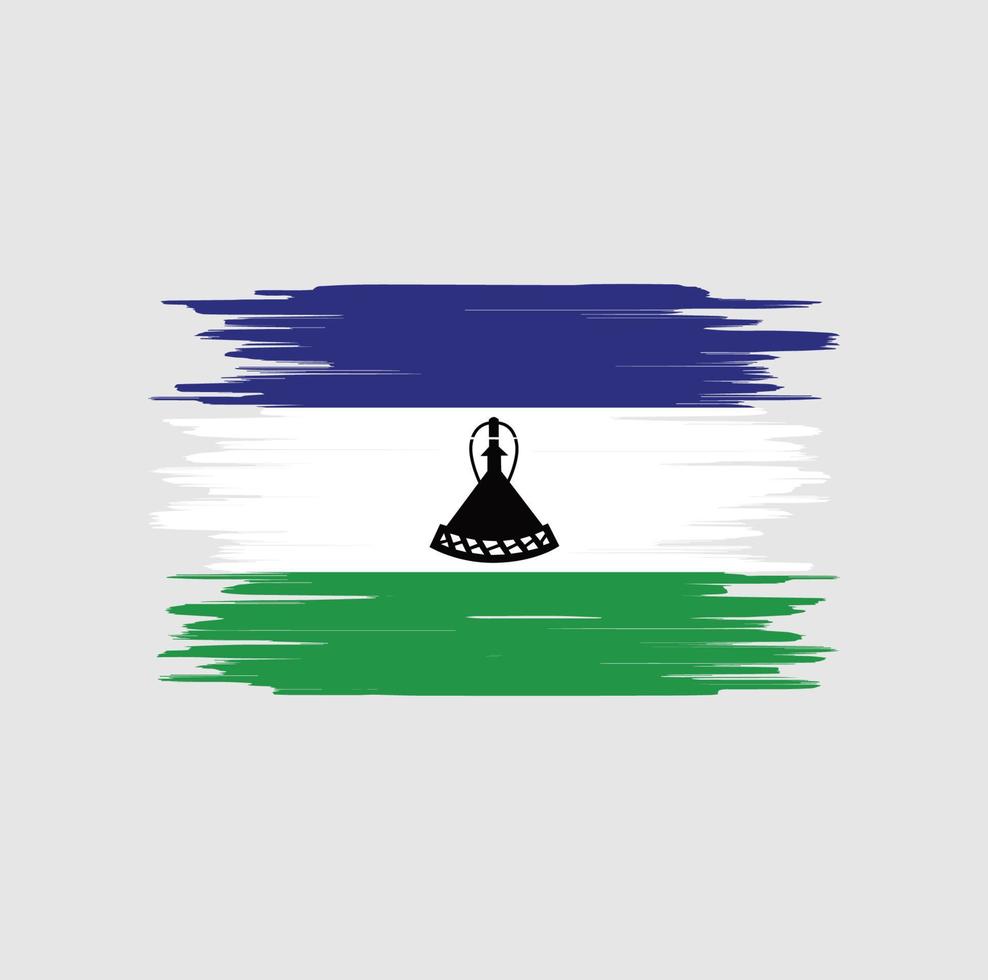 trazo de pincel de bandera de lesotho, bandera nacional vector