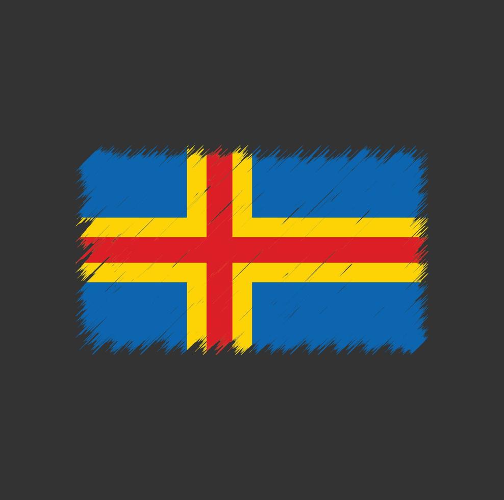 trazo de pincel de bandera de las islas aland vector