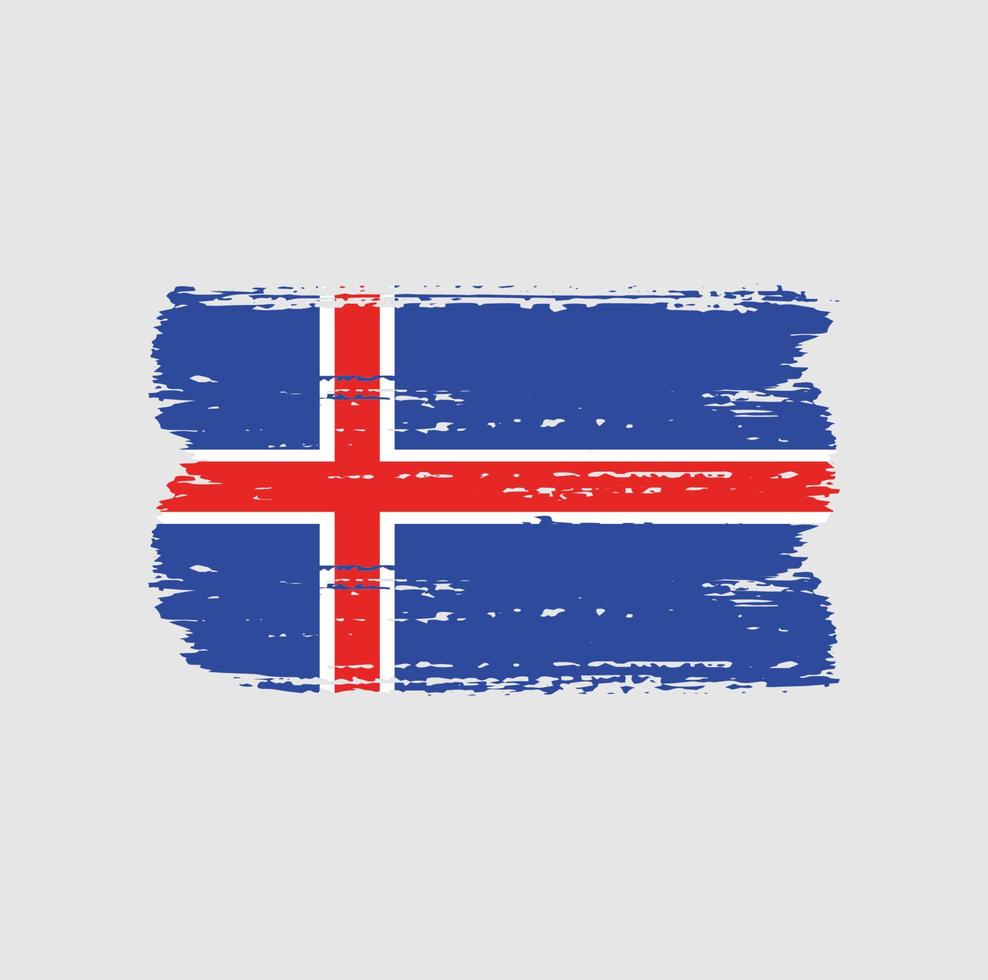 Flag of Iceland with brush style vector