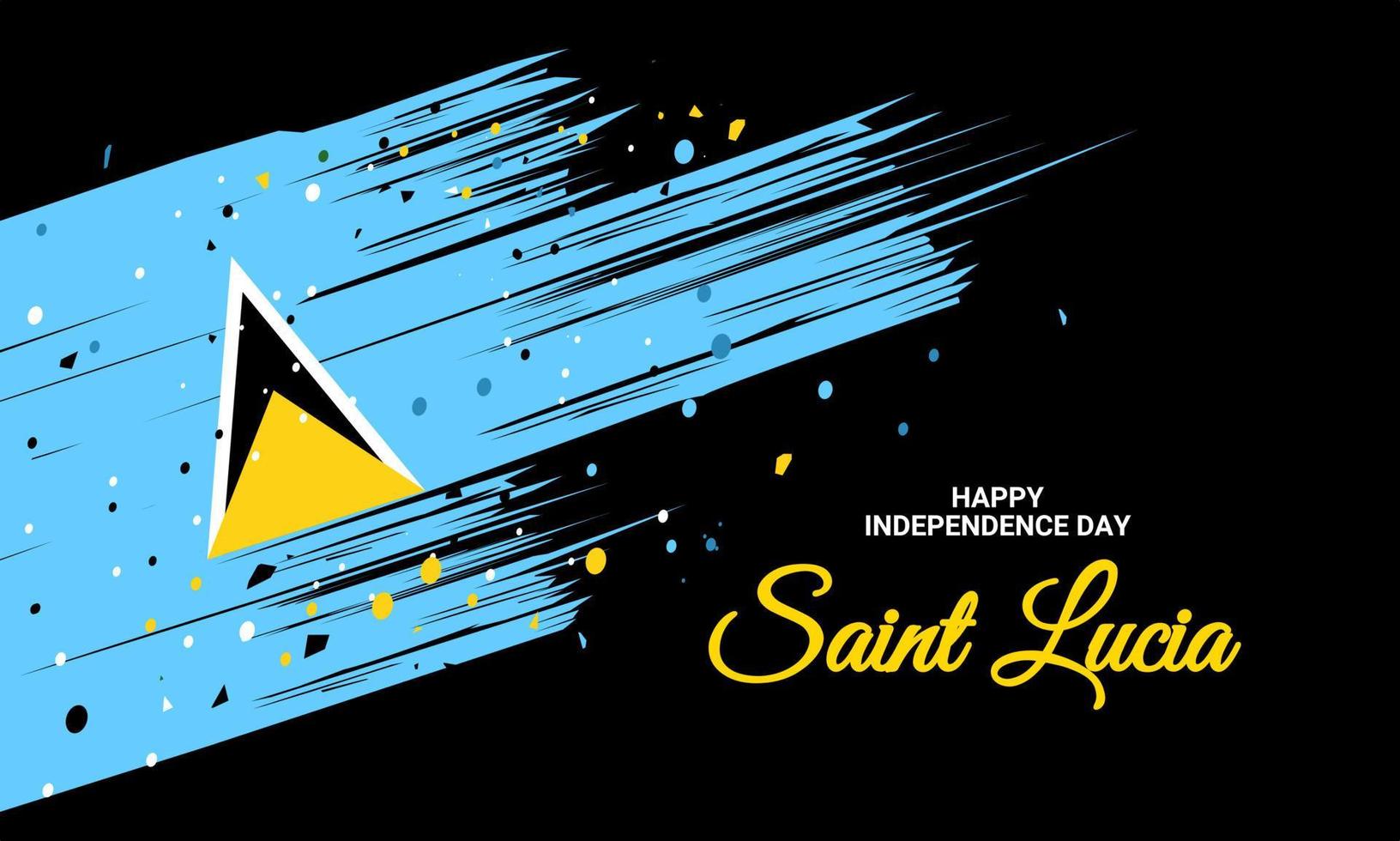 Saint Lucia Independence Day poster. with brushstroke flags. The national holiday is celebrated on February 22. Vector template for banners, greeting cards and flyers.