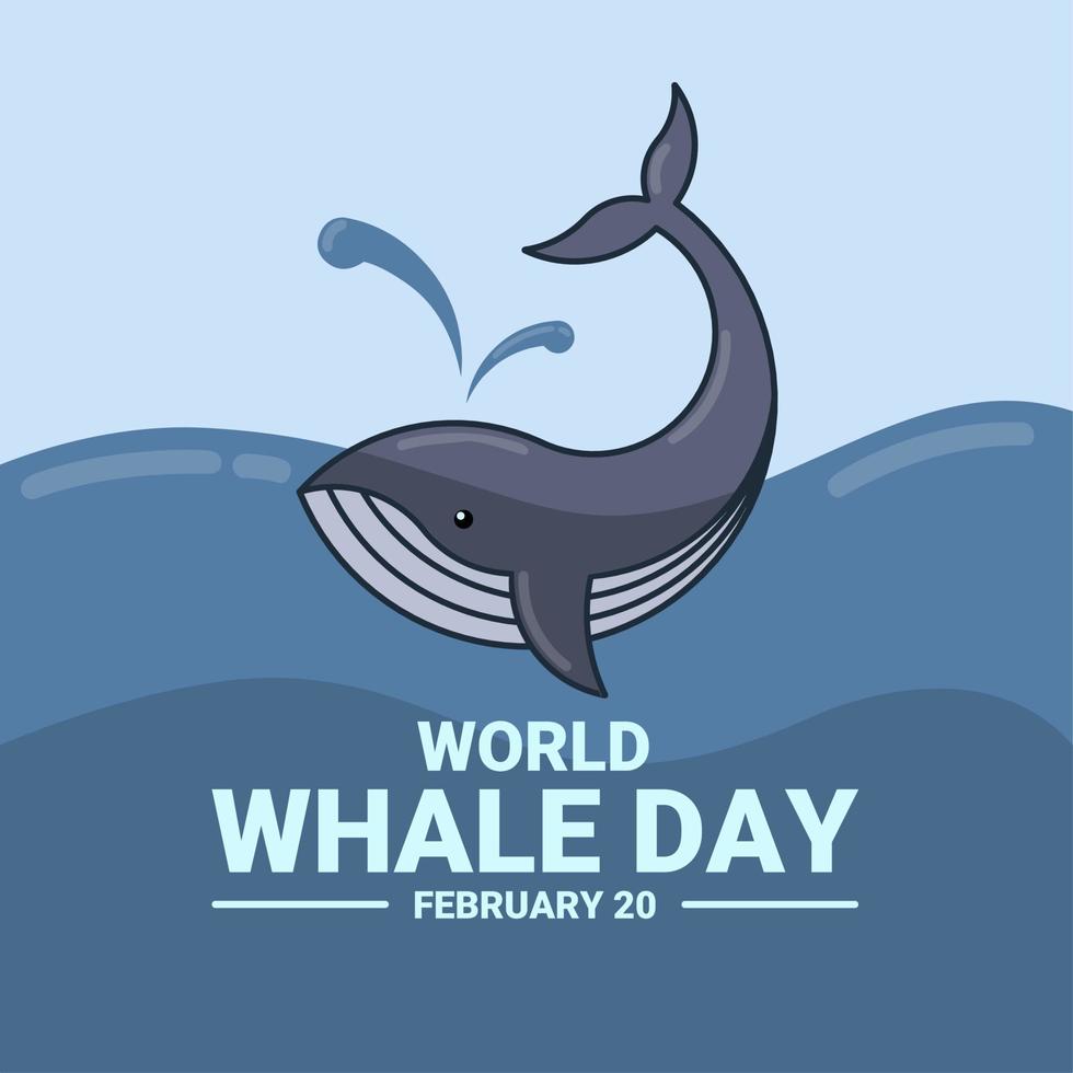 Whale vector design for banner or poster, world whale day and world ocean day.