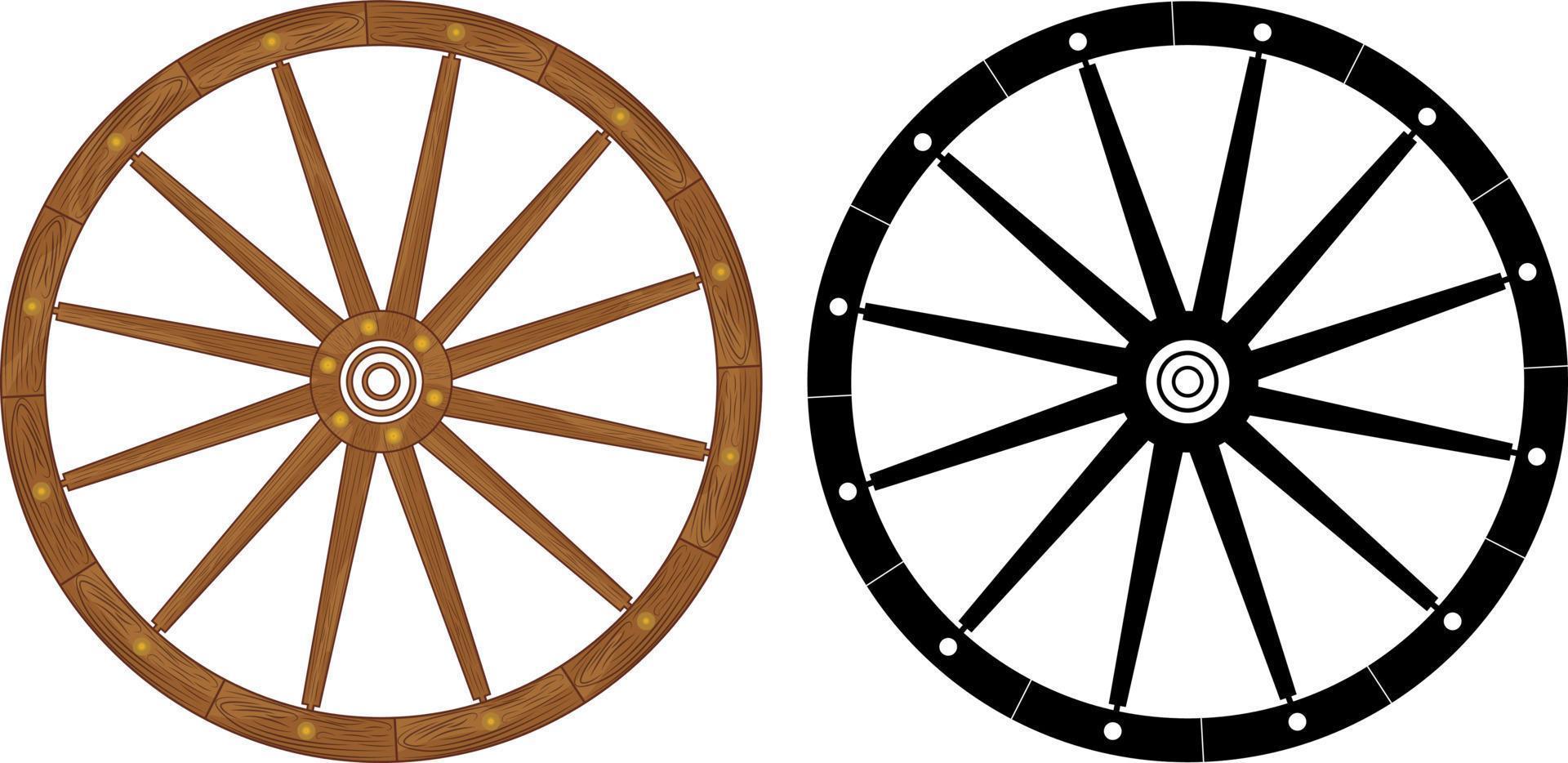 Old Wooden Wagon wheel Silhouette , Free Vector