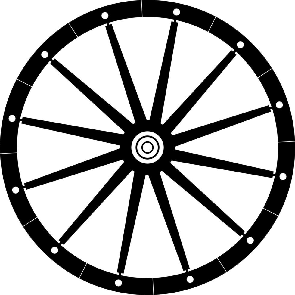 Old Wagon wheel silhouette,  Free Vector