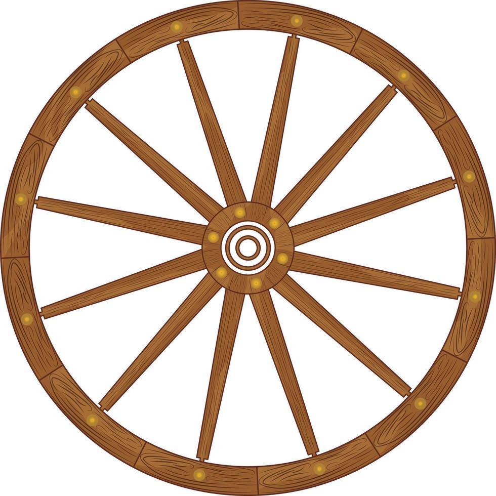 rueda de carro de madera vieja, vector profesional