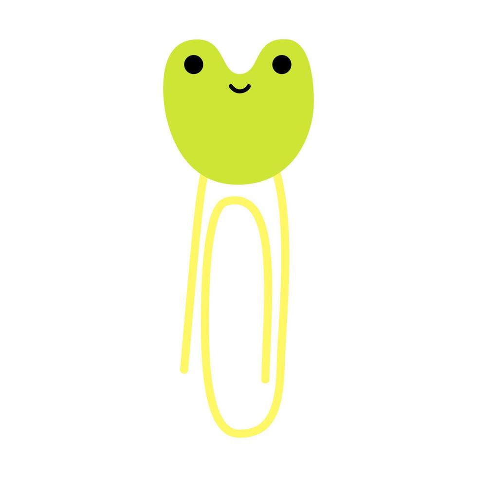 Paper clip with frog, cute sticker for for diary, bullet journal, daily planner, stories, post, tamplate. Study, work, university motivation, planning. Study with me. vector