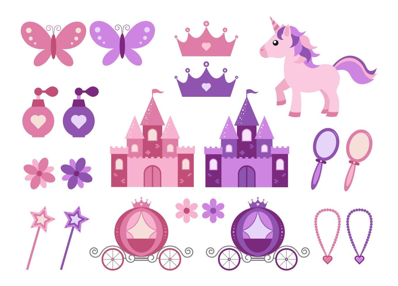 Set of fairy tales design elements vector