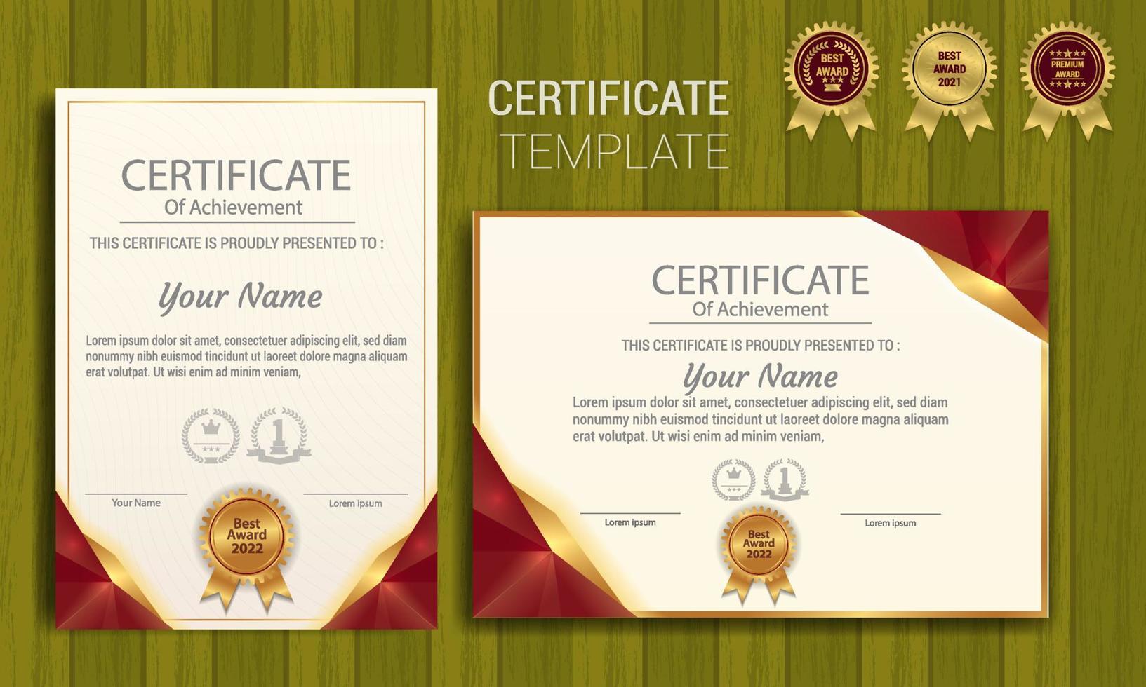 Professional diploma certificate template in red premium style vector