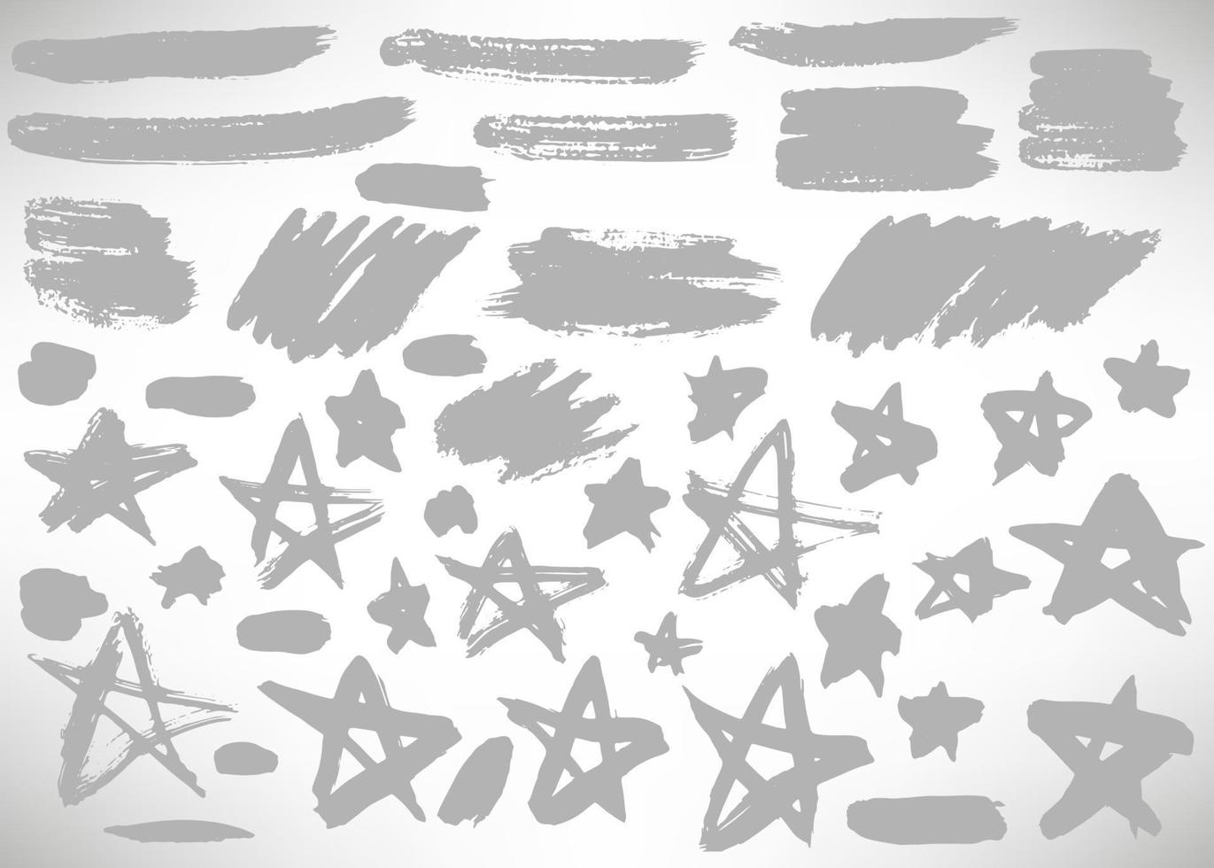conjunto de elementos grunge grises dibujados a mano, pancartas, pinceladas aisladas en blanco. vector