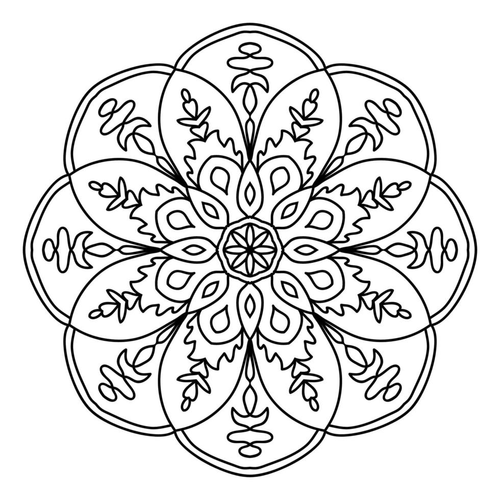 Outline Mandala. Ornamental round doodle flower isolated on white background. Geometric circle element. vector