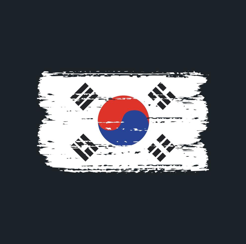 Flag of South Korea with brush style vector