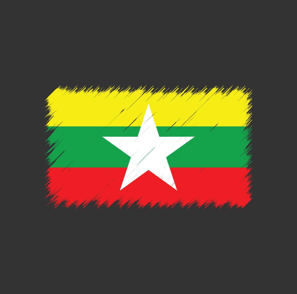 trazo de pincel de bandera de myanmar vector