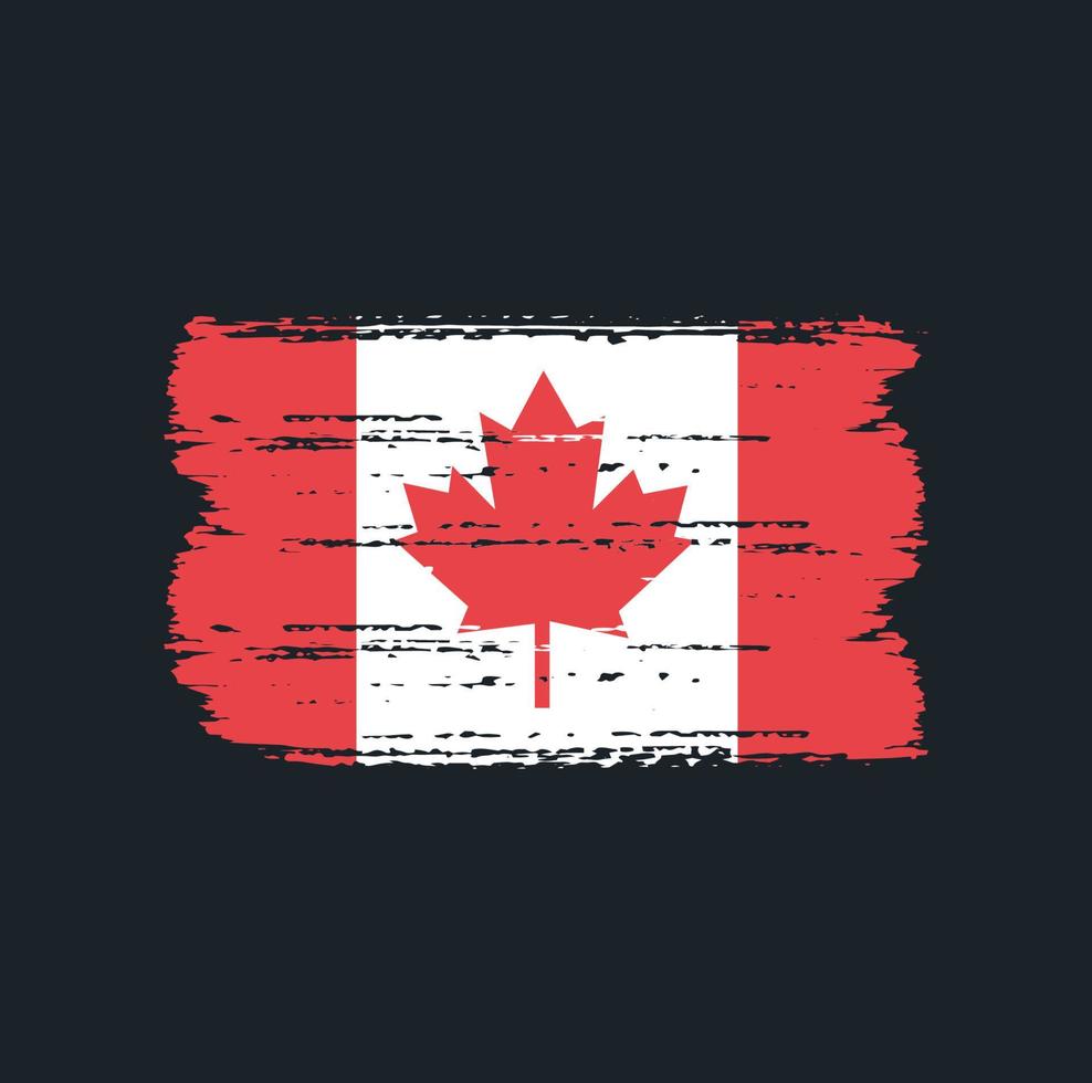 Flag of Canada with brush style vector