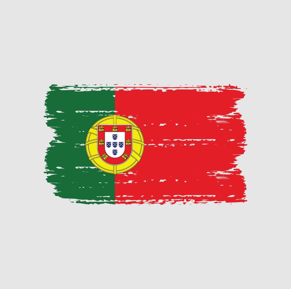 bandera de portugal con estilo de pincel vector