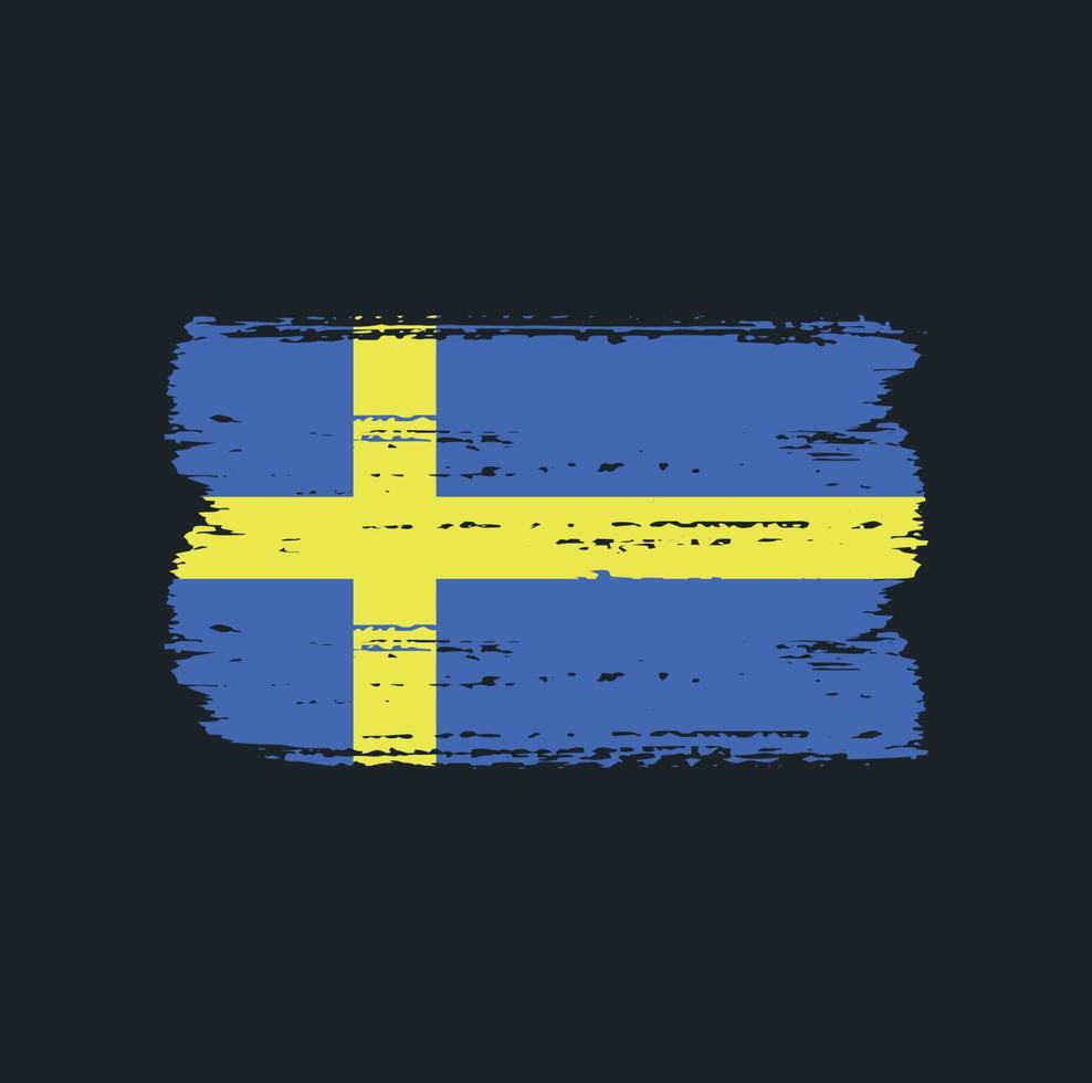 Flag of Sweden with brush style vector