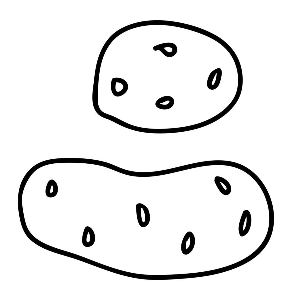Cartoon doodle linear potato isolated on white background. vector