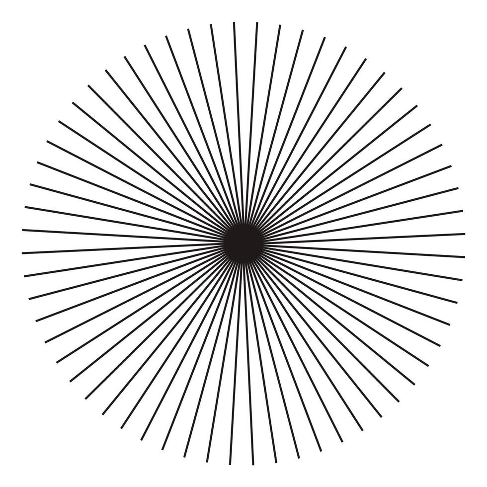 Star, round element, halftone rays isolated on white background. Black logo. Geometric shape. vector