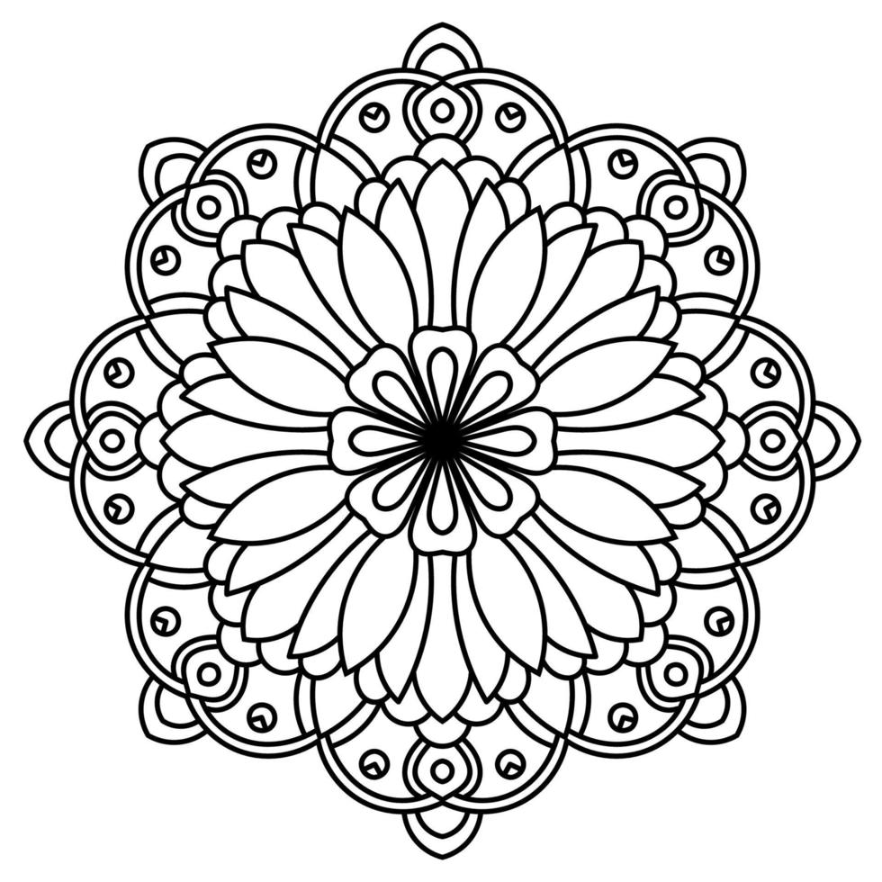 esquema mandala. flor de garabato redonda ornamental aislada sobre fondo blanco. elemento de círculo geométrico. vector