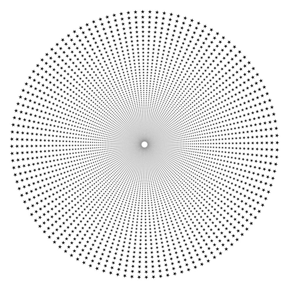 Screen printing pattern with stars. Radiant frame. Circular pattern. Pop art round halftone frame isolated on white. Star print. vector