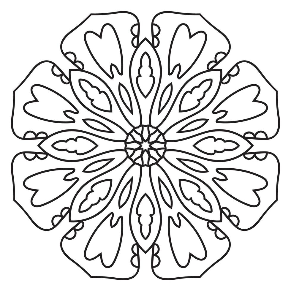 lindo mandala. flor ornamental redonda del doodle aislada en el fondo blanco. ornamento decorativo geométrico en estilo étnico oriental. vector