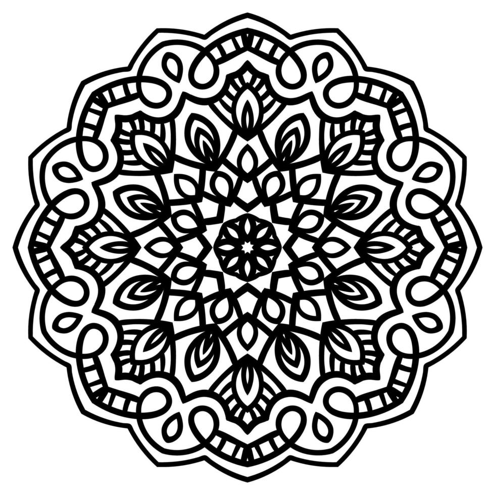 mandalas de flores. elementos decorativos antiguos. flor de garabato redonda ornamental aislada sobre fondo blanco. mandala de contorno negro. elemento de círculo geométrico. vector