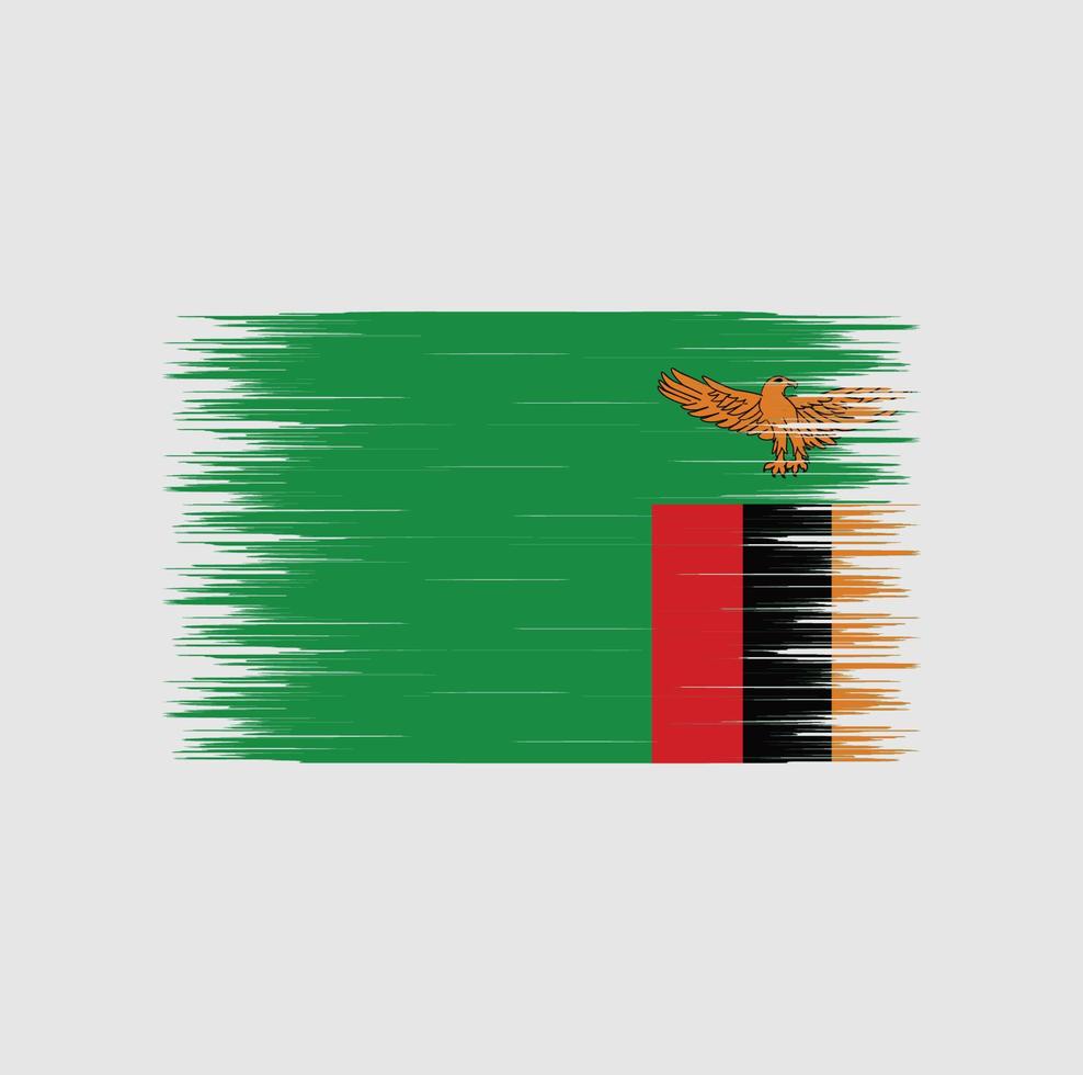 trazo de pincel de bandera de zambia, bandera nacional vector