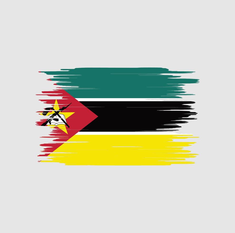 trazo de pincel de bandera de mozambique, bandera nacional vector