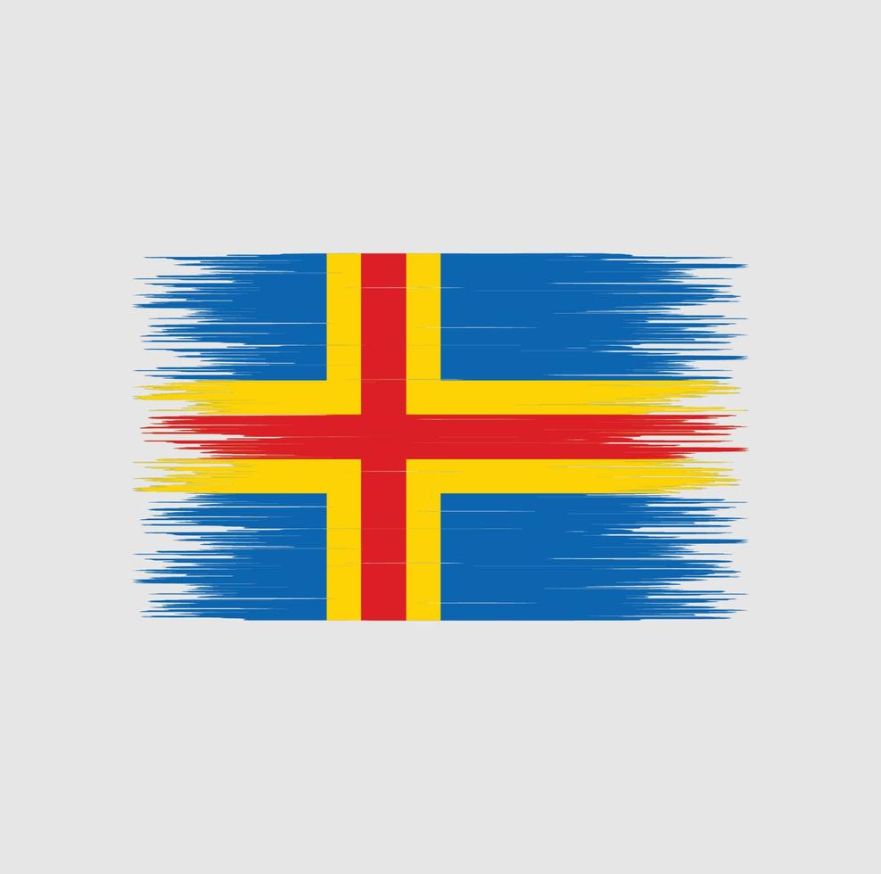 trazo de pincel de bandera de las islas aland, bandera nacional vector