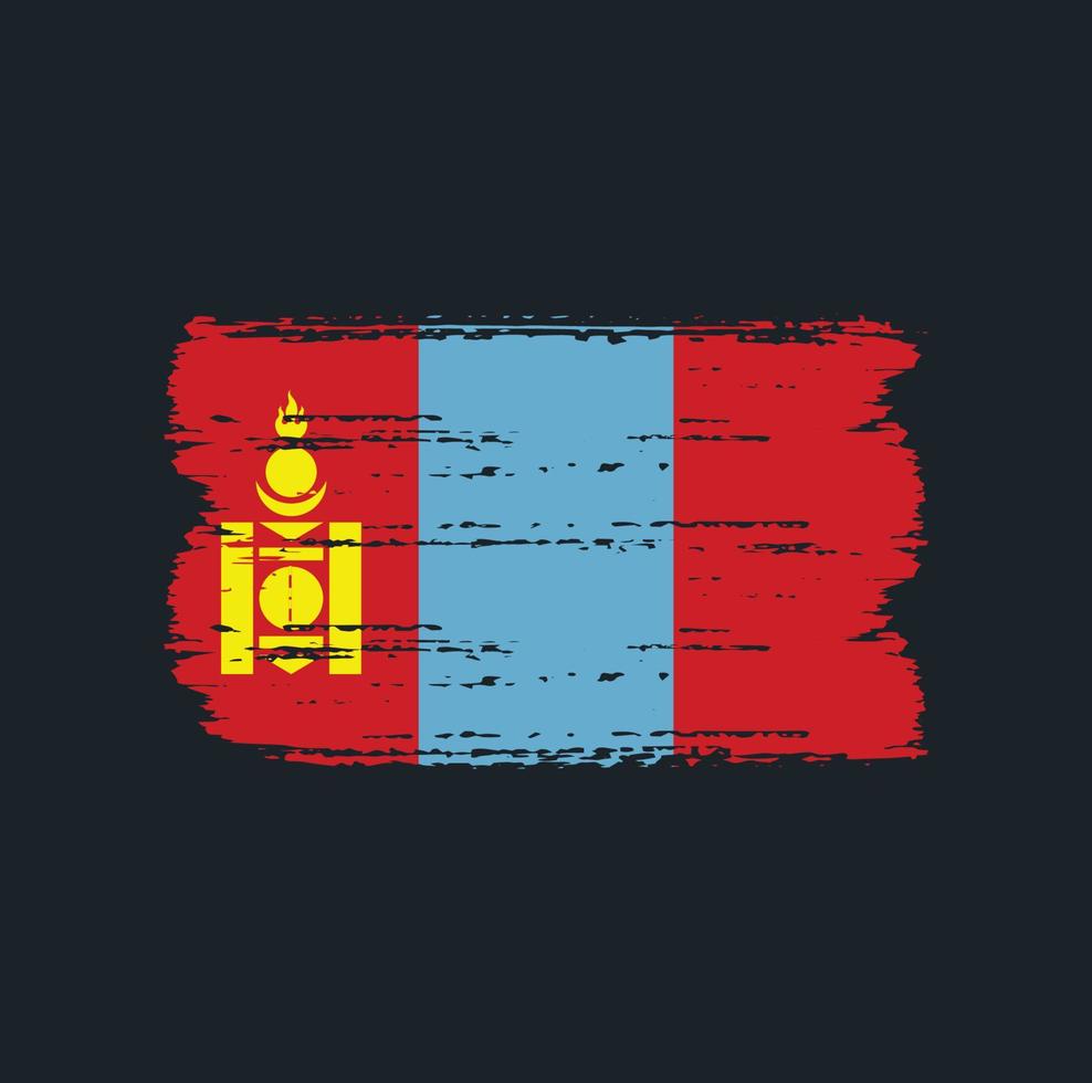 bandera de mongolia con estilo de pincel vector