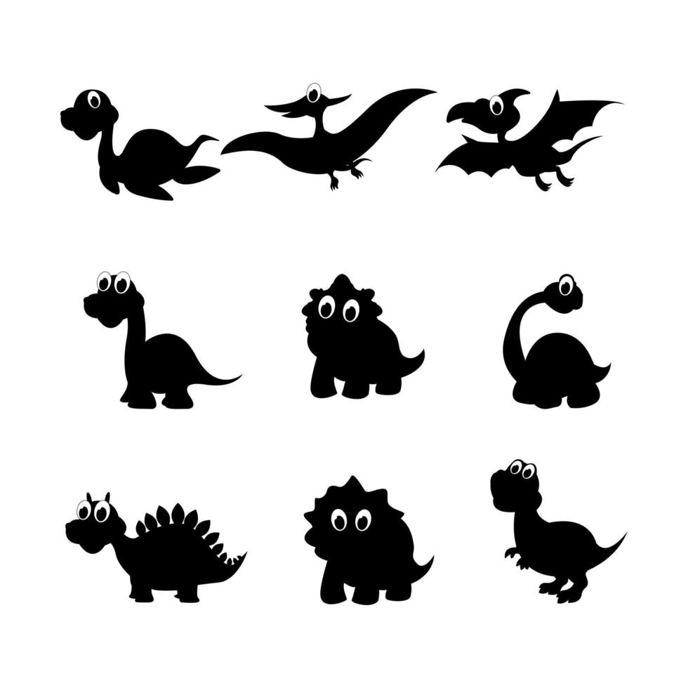 cute dinosaur animal silhouette illustration vector