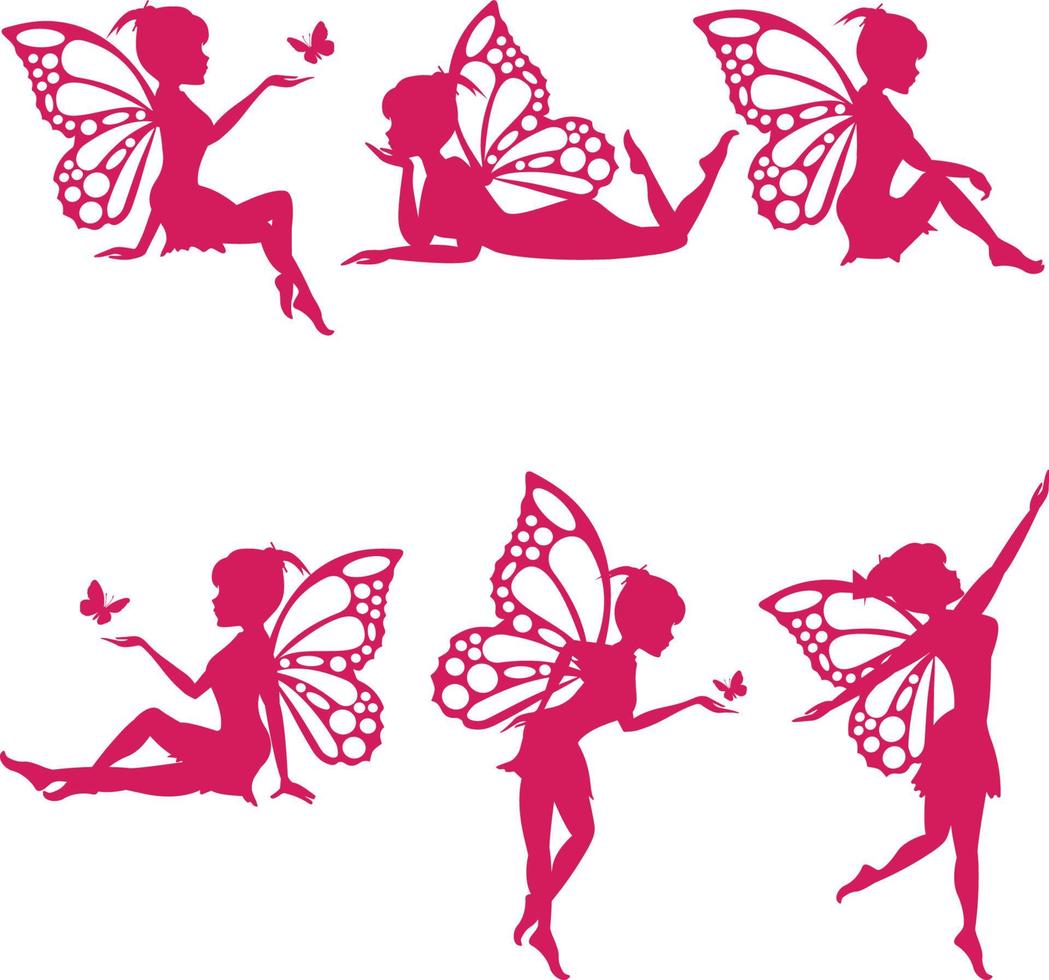 cute fairy silhouette illustration vector