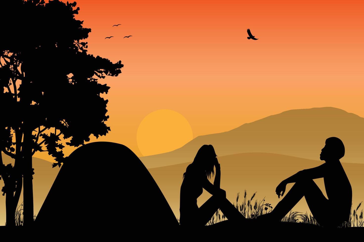 cute couple fall in love silhouette 5901035 Vector Art at Vecteezy