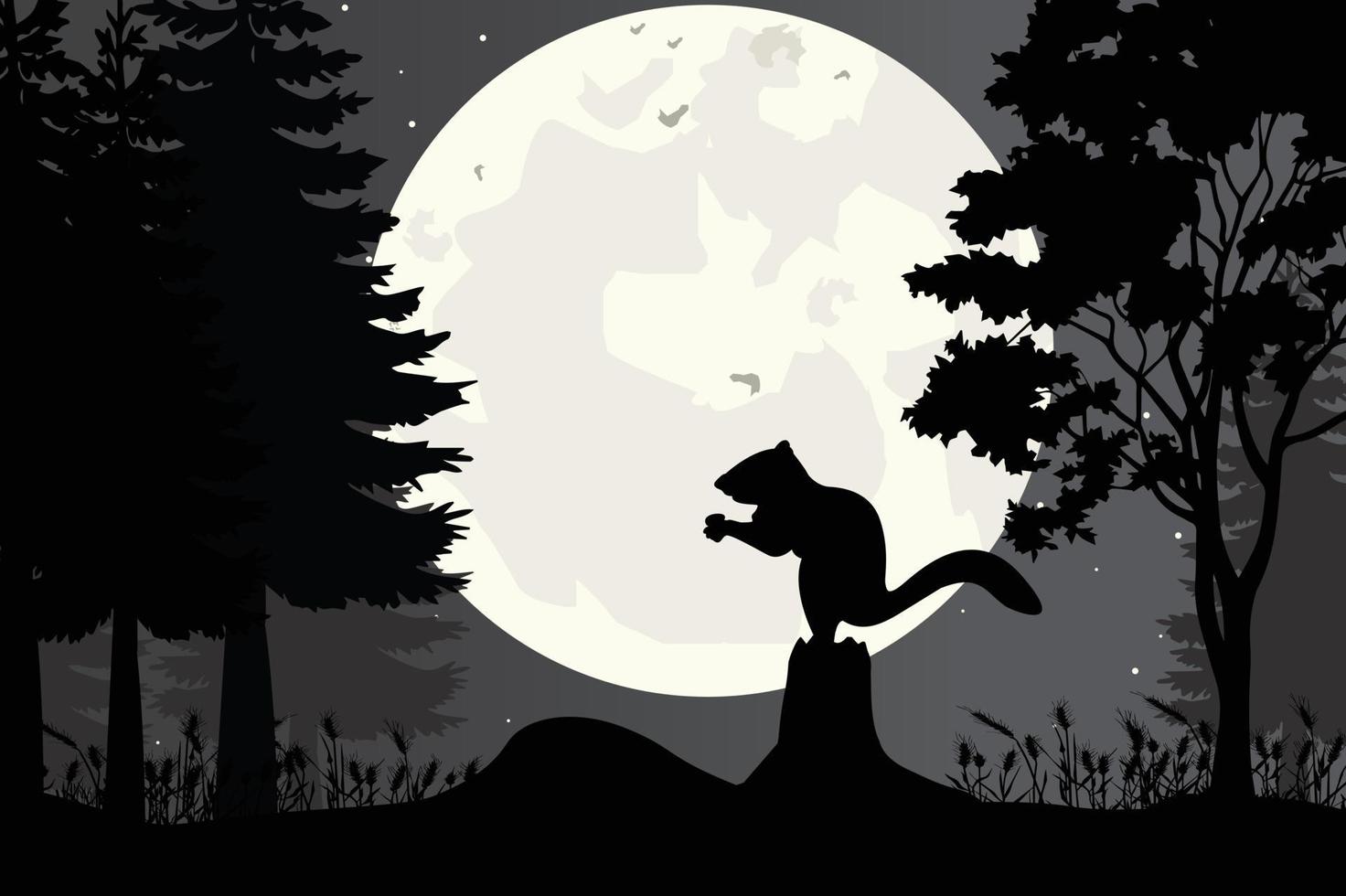 cute squirrel animal silhouette illustration vector