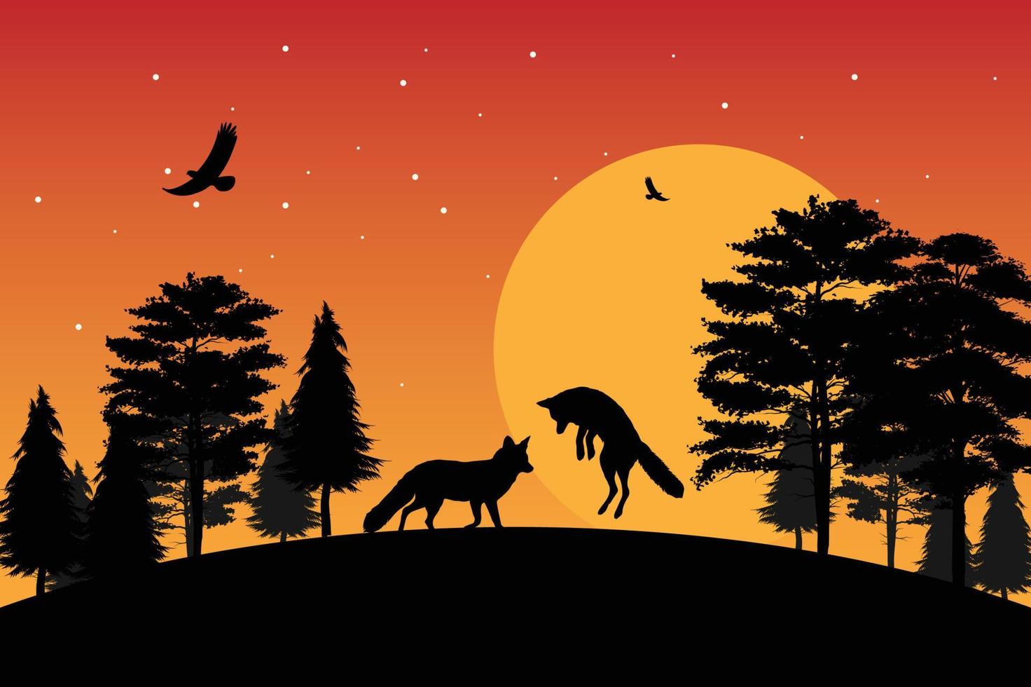 cute wolf animal silhouette illustration vector