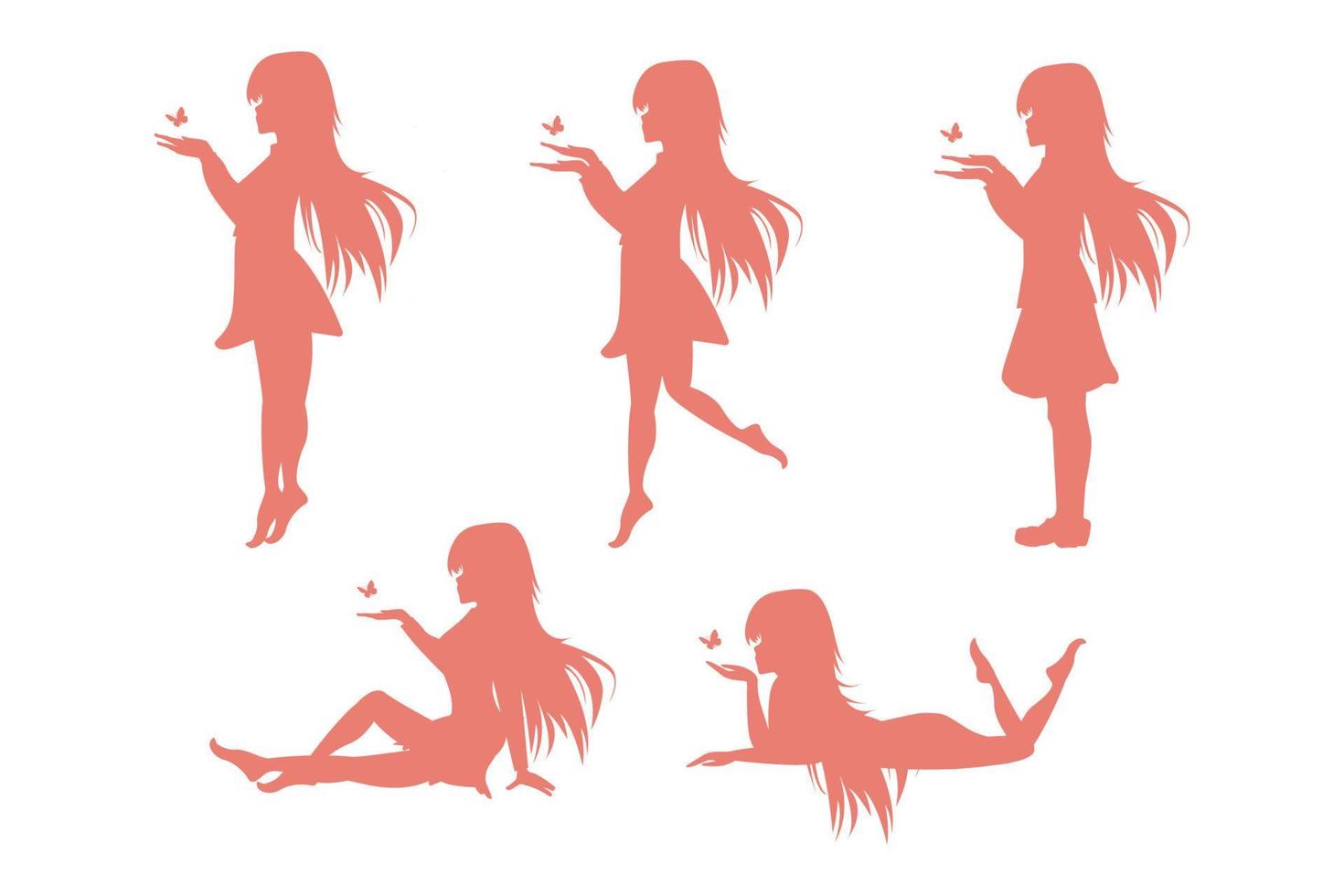 cute girl silhouette illustration vector