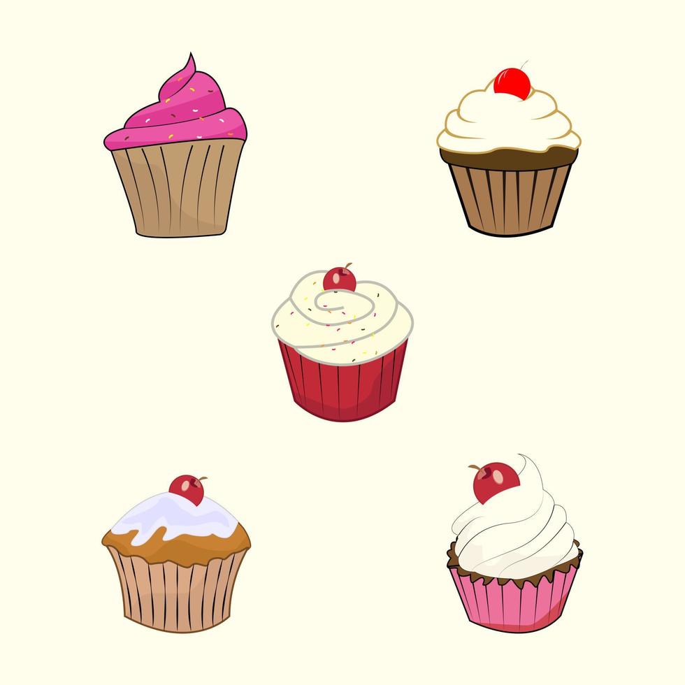 cute cup cake illustration vector