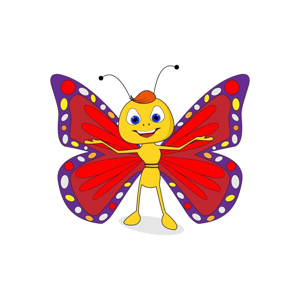 cute butterfly cartoon illustration vector
