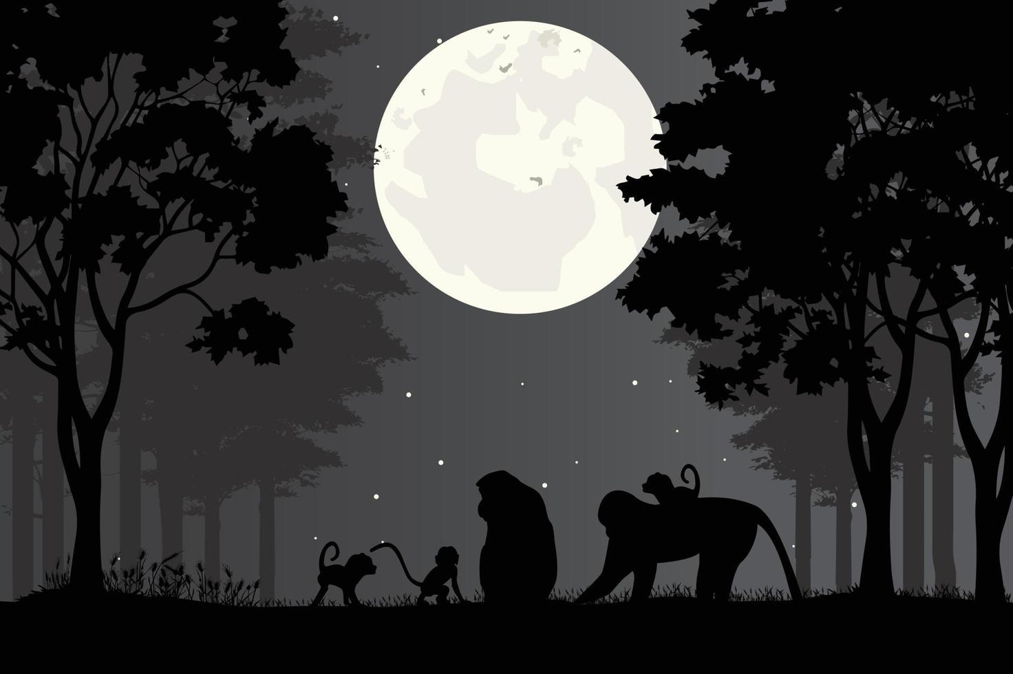 cute monkey animal silhouette illustration vector