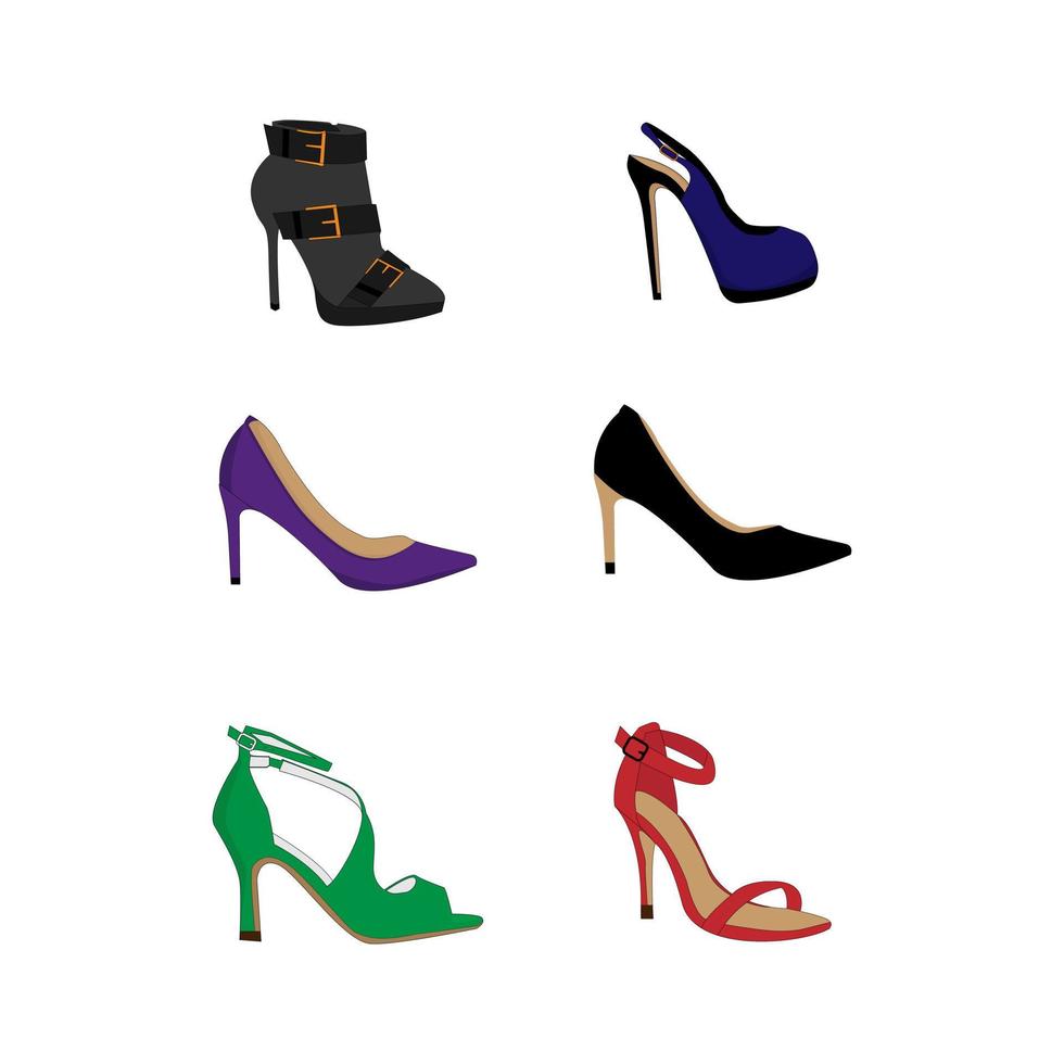 conjunto de ilustración de zapatos de mujer vector