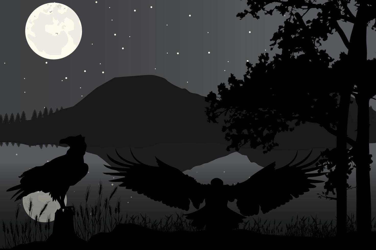 cute eagle animal silhouette illustration vector