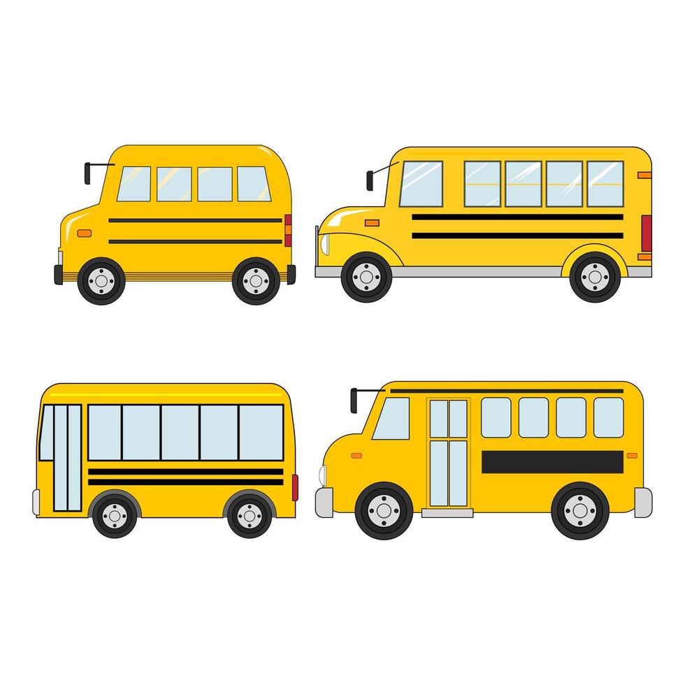 linda colección de autobuses escolares vector