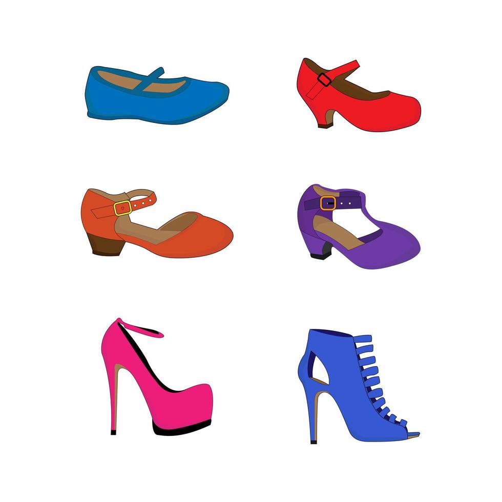 conjunto de ilustración de zapatos de mujer vector